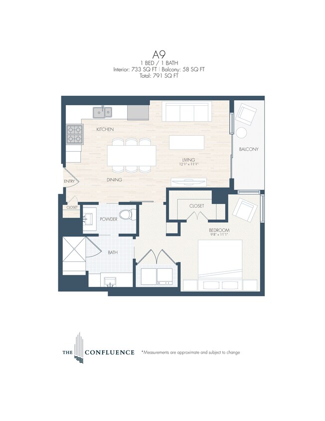 Floor Plan - A9 | Midrise 1 Bedroom
