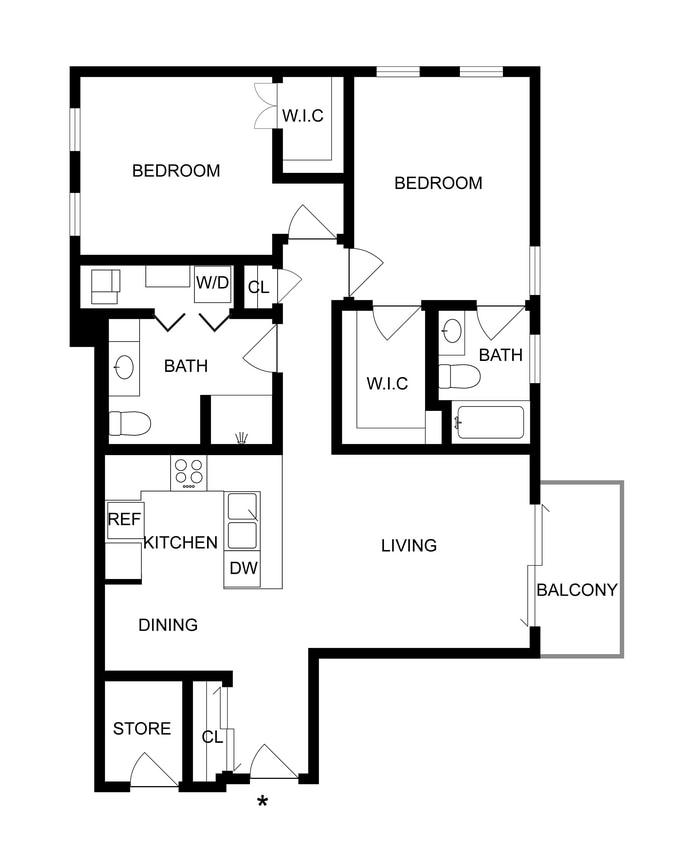 Water | 2-Bedroom Floorplan - Water