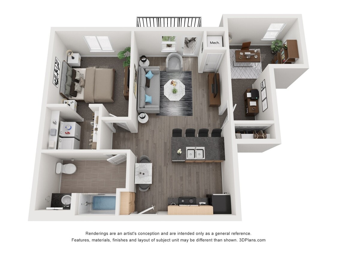 Floor Plan - 1 Bedroom 1 Bathroom with Den