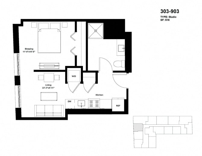 Floor Plan - Tier 03 / Junior One Bedroom