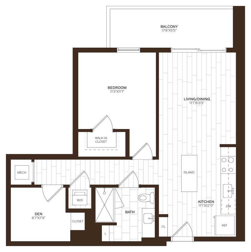 Floor Plan - 1 Bed/1 Bath Den-D2