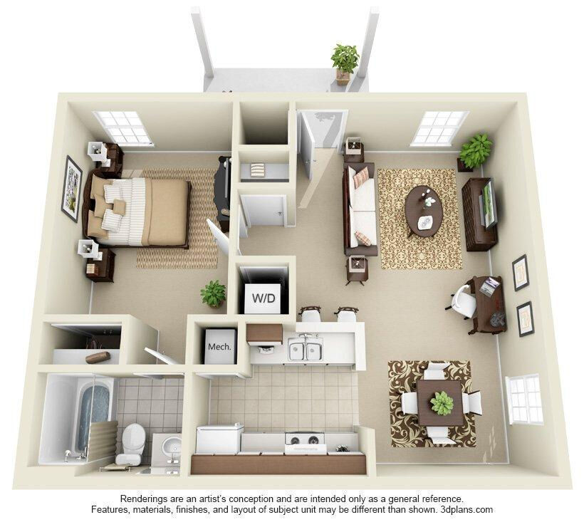 Floor Plan - One Bedroom One Bath