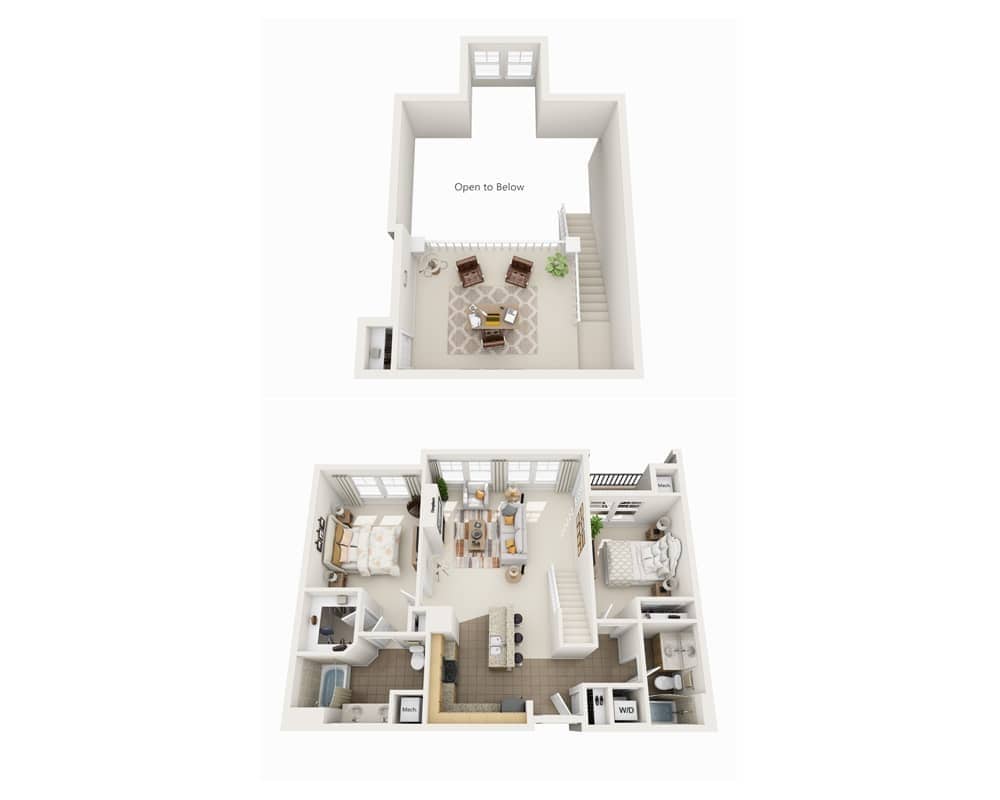 Floor Plan - Two Bedroom with Loft B2LL