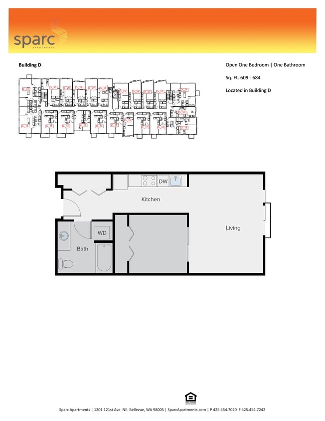 Floor Plan - Open 1x1 Building D