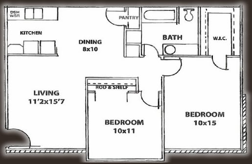 2 Bedroom 1 Bath - 2-1