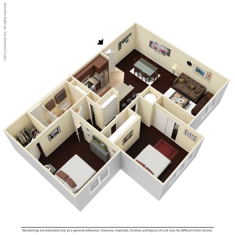 Floor Plan - 2 Bedroom - 1 Bath