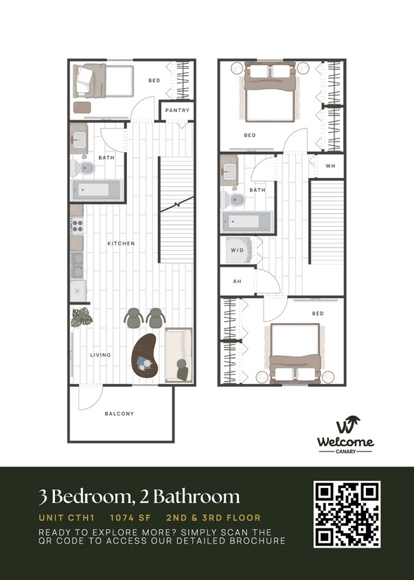 Floor Plan - 3 Bedrooms, 2 Bathrooms