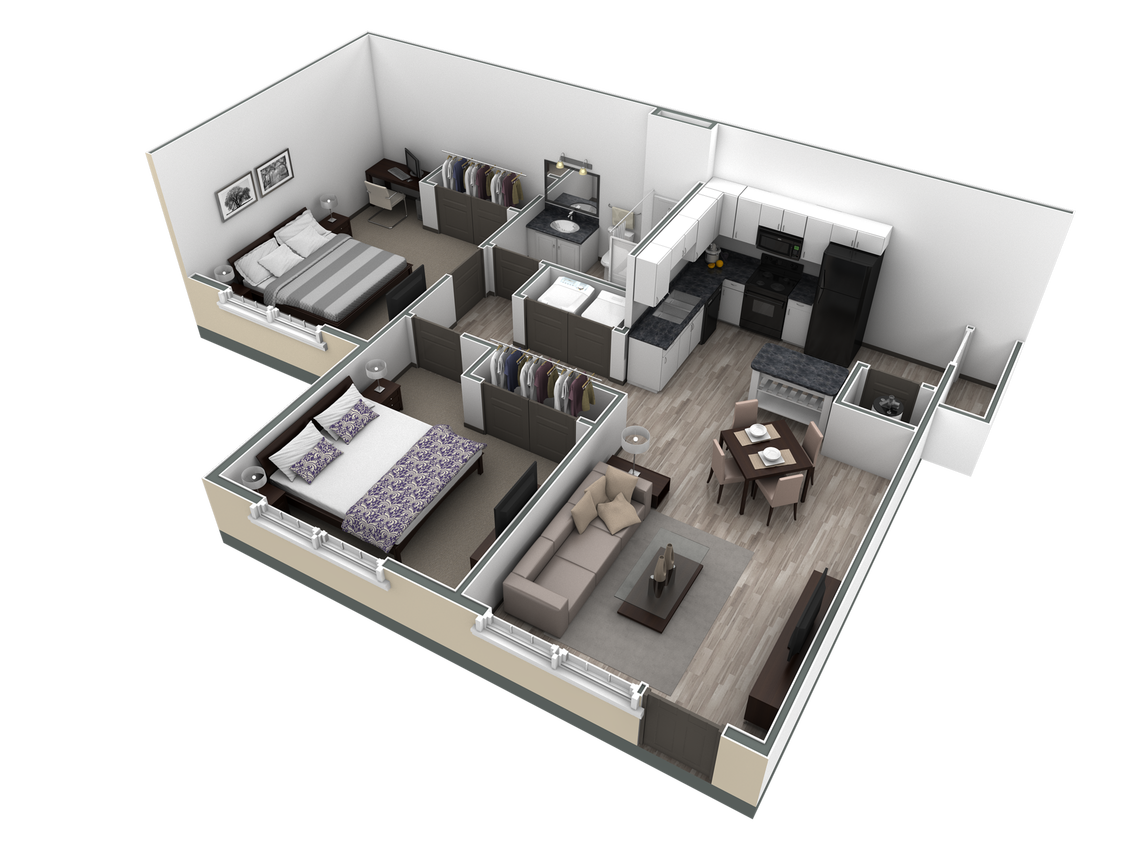 Floor Plan - 2-1 BR Horizon Courtyard