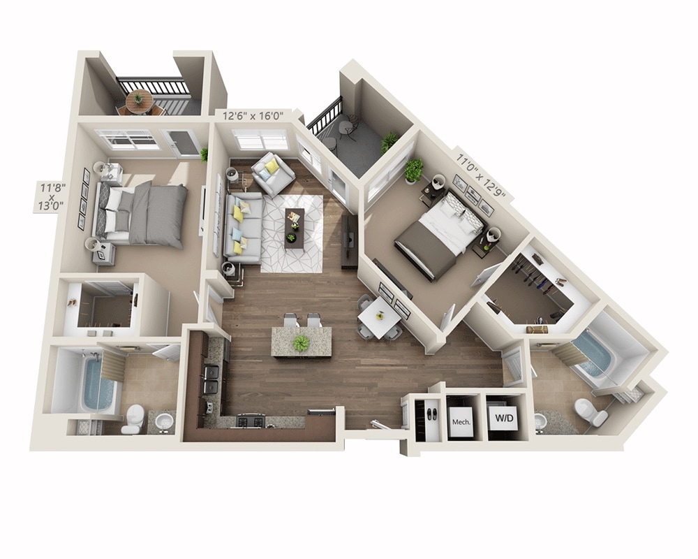 Floor Plan - Two Bedroom B2C