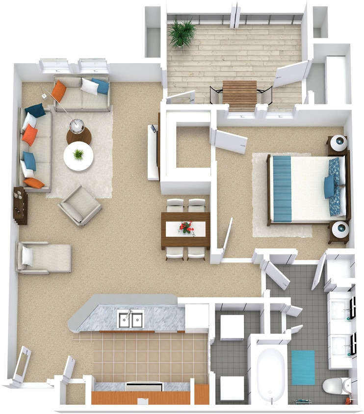 Floor Plan - 1x1 715sf Classic - A3
