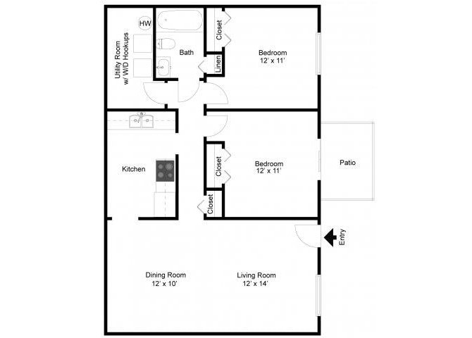 Floor Plan - Two Bedroom One Bath