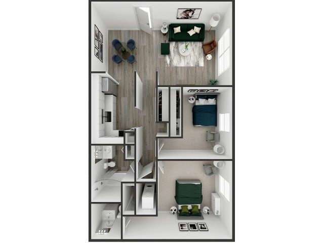 2 Bedroom Floorplan - The Cypress