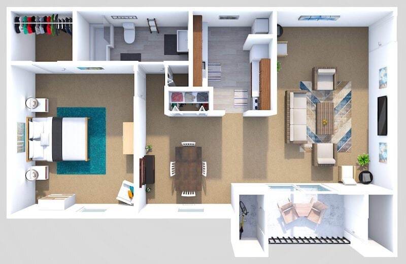 Floor Plan - 1 Bed 1Bath