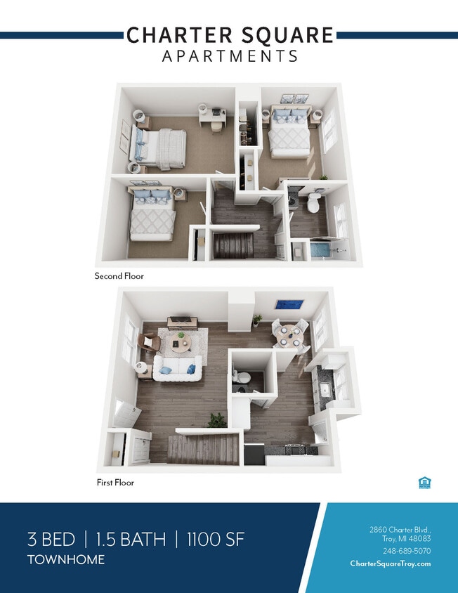 Floor Plan - 3 BED 1.5 BATH TOWNH