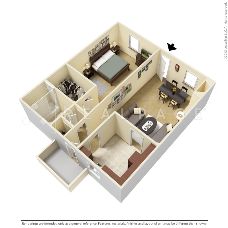 Floor Plan - One Bedroom - 765 sf