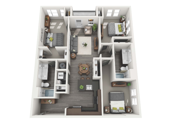 Floor Plan - 3 Bedroom 2 Bath - 1325 sq. ft.