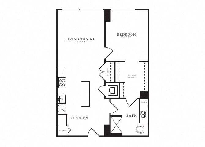 Floor Plan - 1 Bed/1 Bath-B4B