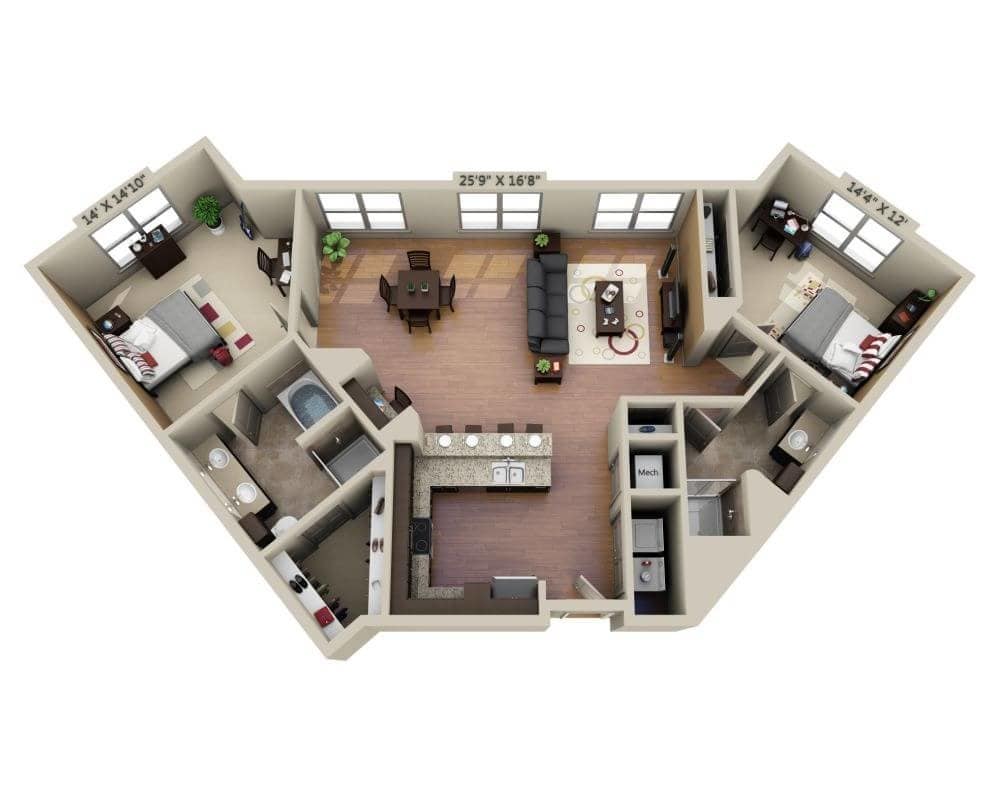 Floor Plan - Two Bedroom B2G