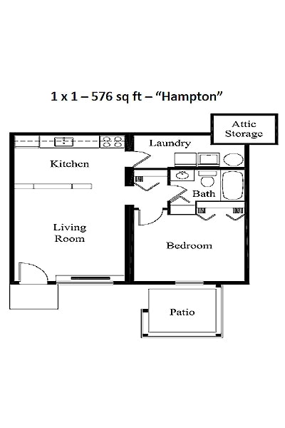 Hampton - One Bedroom One Bath w/d HU