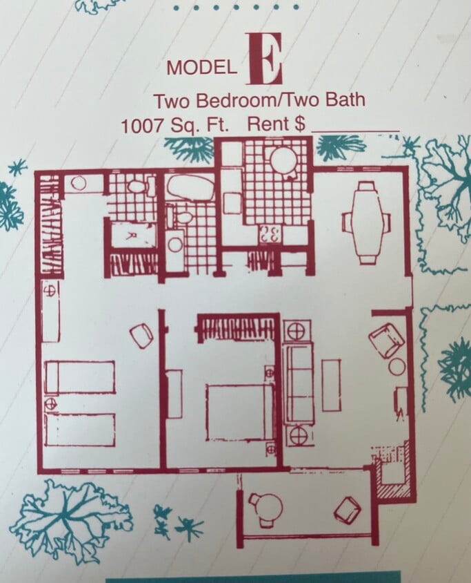 Floor Plan - 2x2 E+Ardendale Apartments 