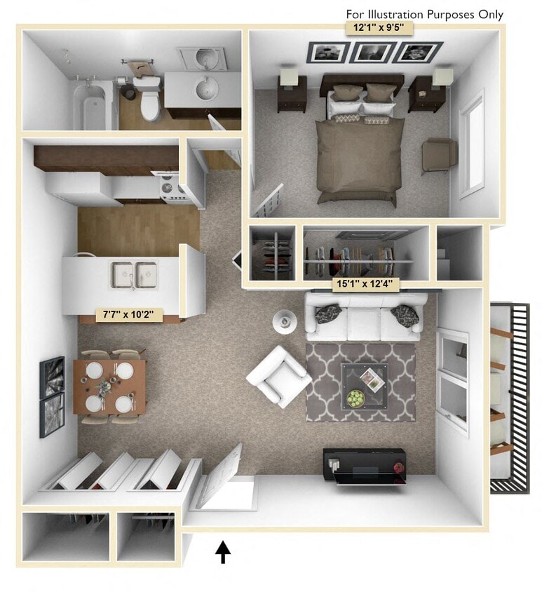 Floor Plan - One Bedroom Cypress