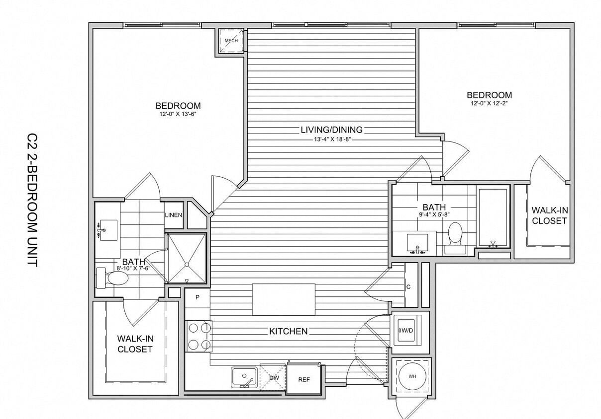 Floor Plan - 2 Bed/2 Bath-C2
