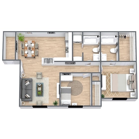 Floor Plan - Cedar Haven (2 Bed, 2 Bath) RENOVATED