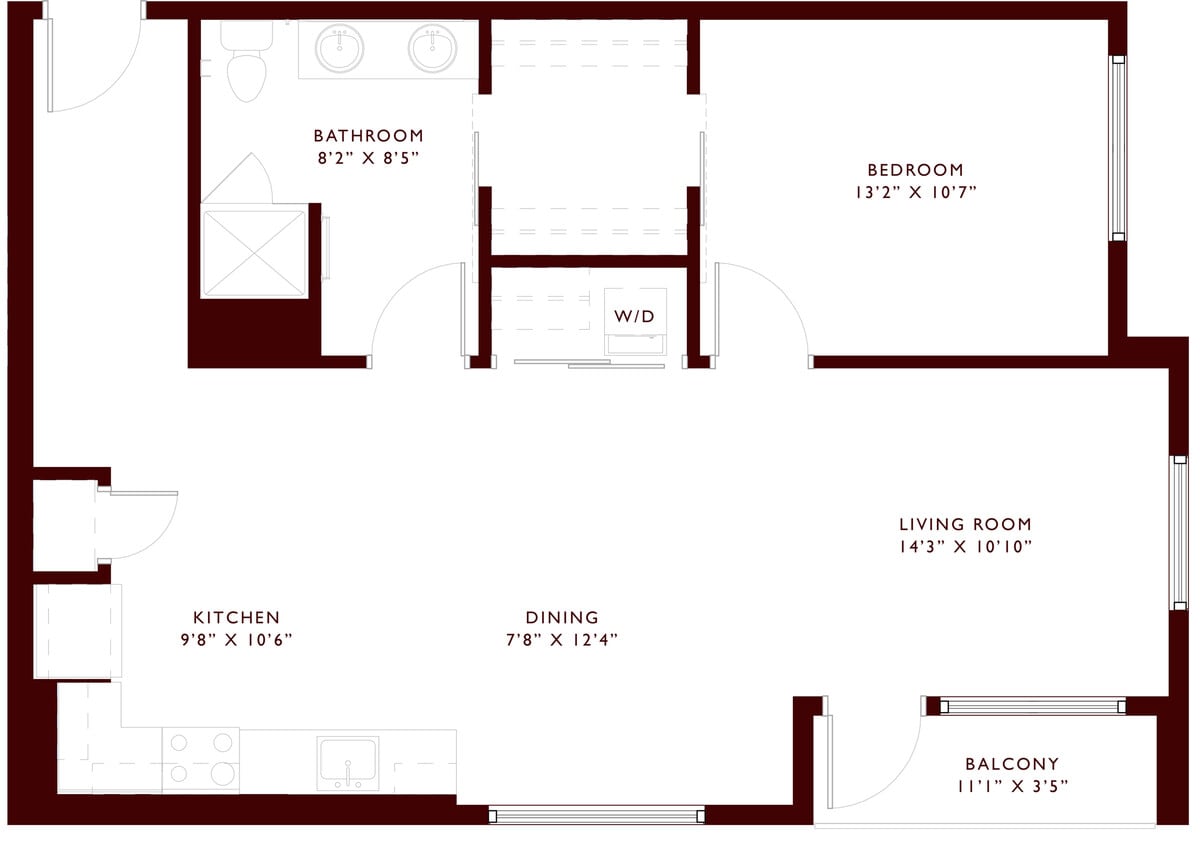 Explore the elegance of our modern apartment layout, perfect for comfortable living. - A13