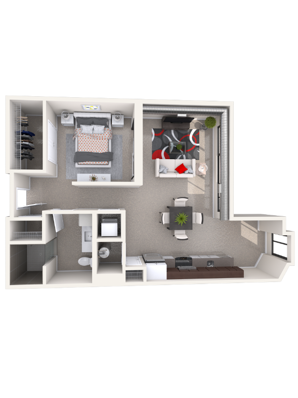 Floor Plan - A3 - 1 Bedroom 1 Bath