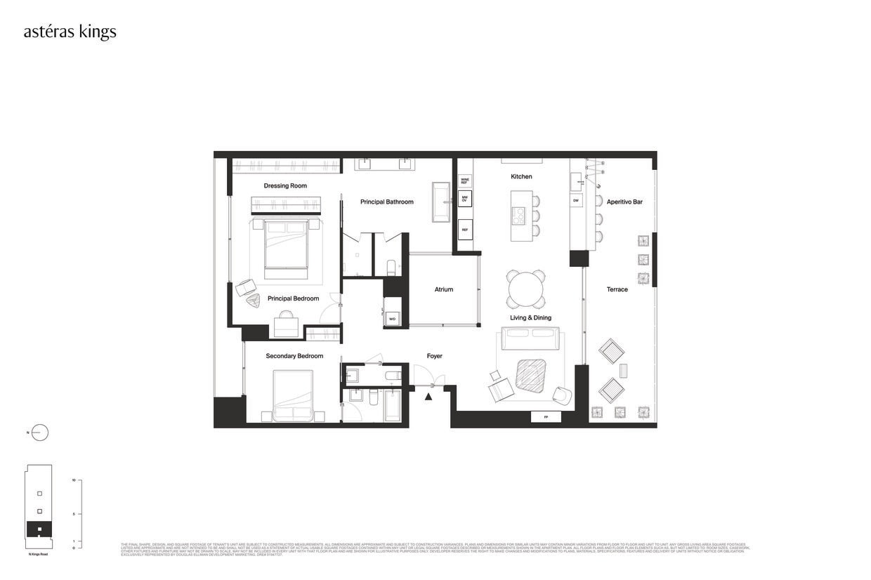 Floor Plan - 2 Bedroom Residences