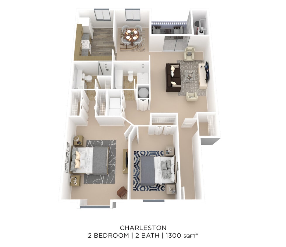 Floor Plan - Two Bedroom 2 Bath - Charleston