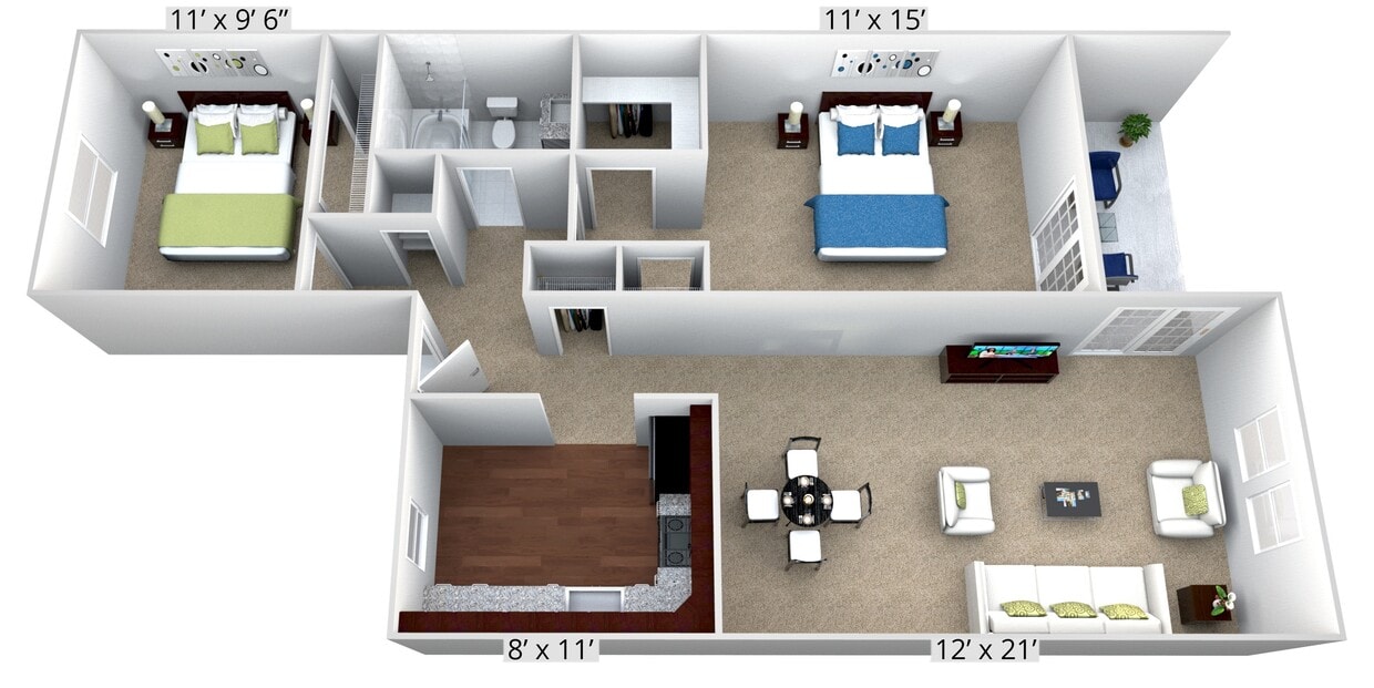 Floor Plan - 2 Bedroom 1 Bath