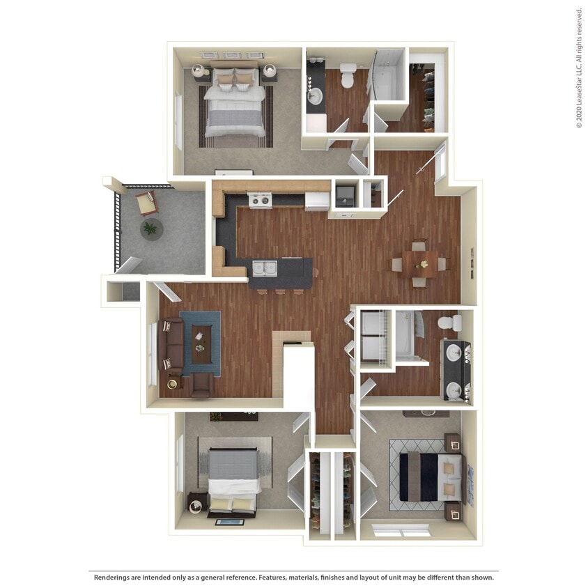 Floor Plan - 3 Bed 2 Bth 1382sf (1290 Net )