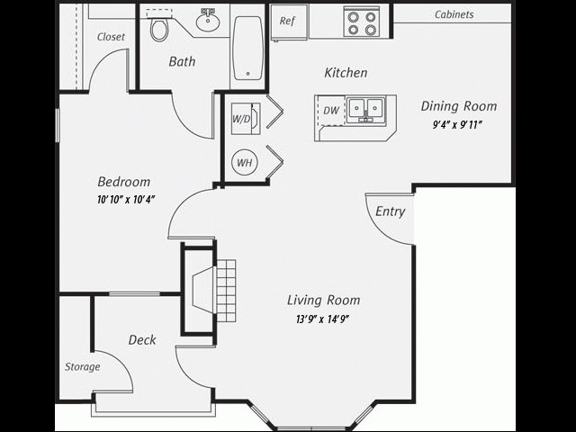 1BR/1BA - 1x1S