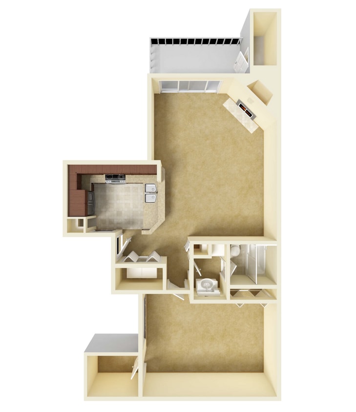 Floor Plan - 1x1b-P