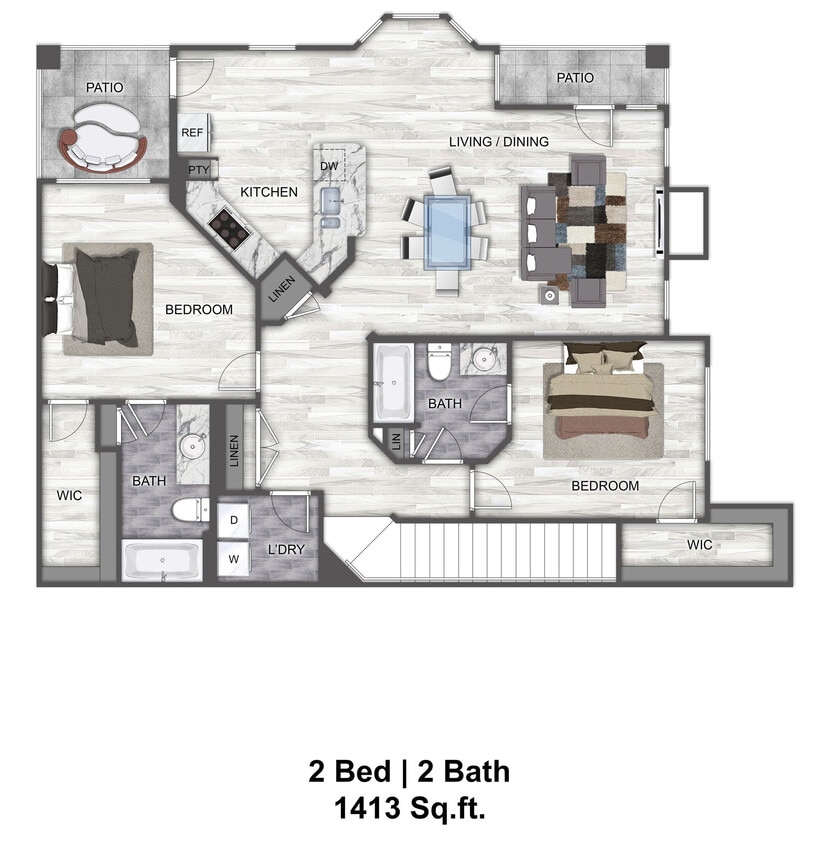 Floor Plan - B4 - 2 Bedroom 2 Bath