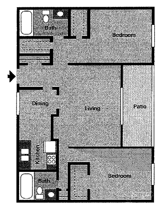 Floor Plan - TWO BEDROOM TWO BATH B3