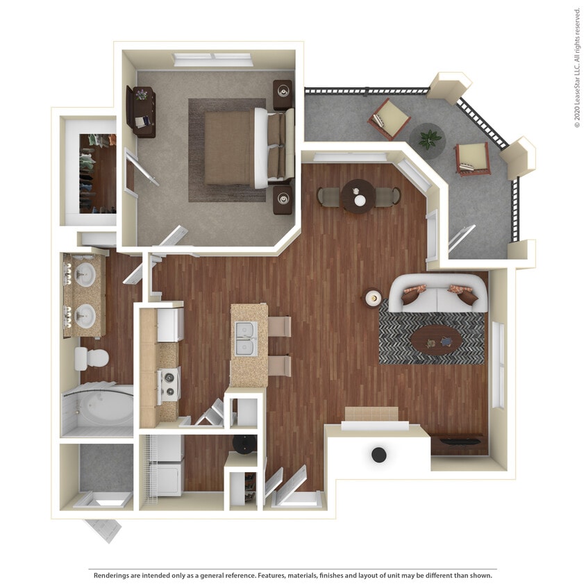 Floor Plan - 1 Bed 1 Bath 911 SqFt (779 Net)