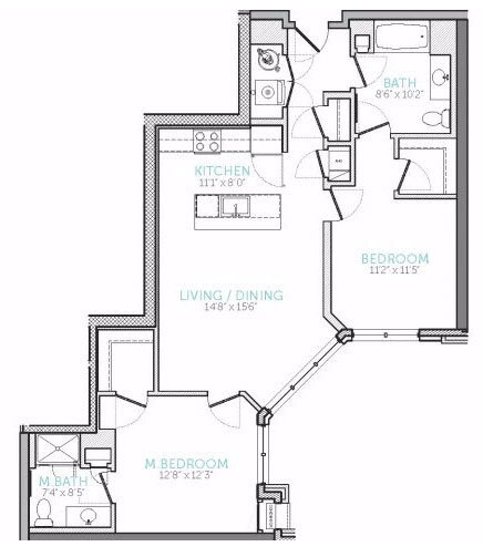 2B-1 floor plan Estuary - 2B-1