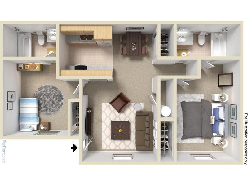 Floor Plan - 2 Bedroom 2 Bath