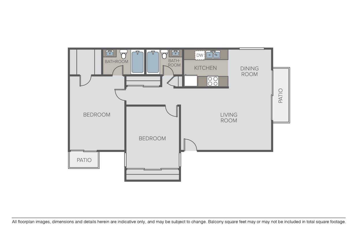 Floor Plan - 2 Bed 2 Bath