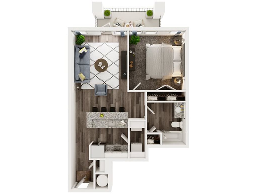 Floor Plan - 1 Bed 1 Bath E