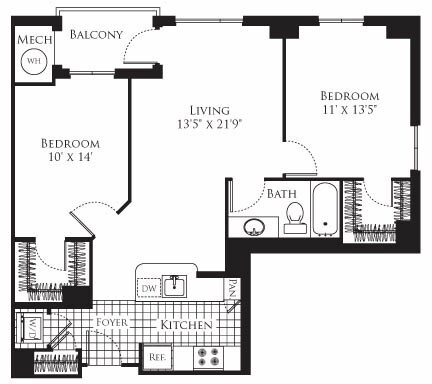 Floor Plan - 2 Bedroom- 938