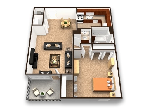 1BR/1BA - East Mid A1