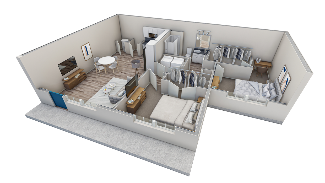 Floor Plan - 2-1 BR Retreat Courtyard
