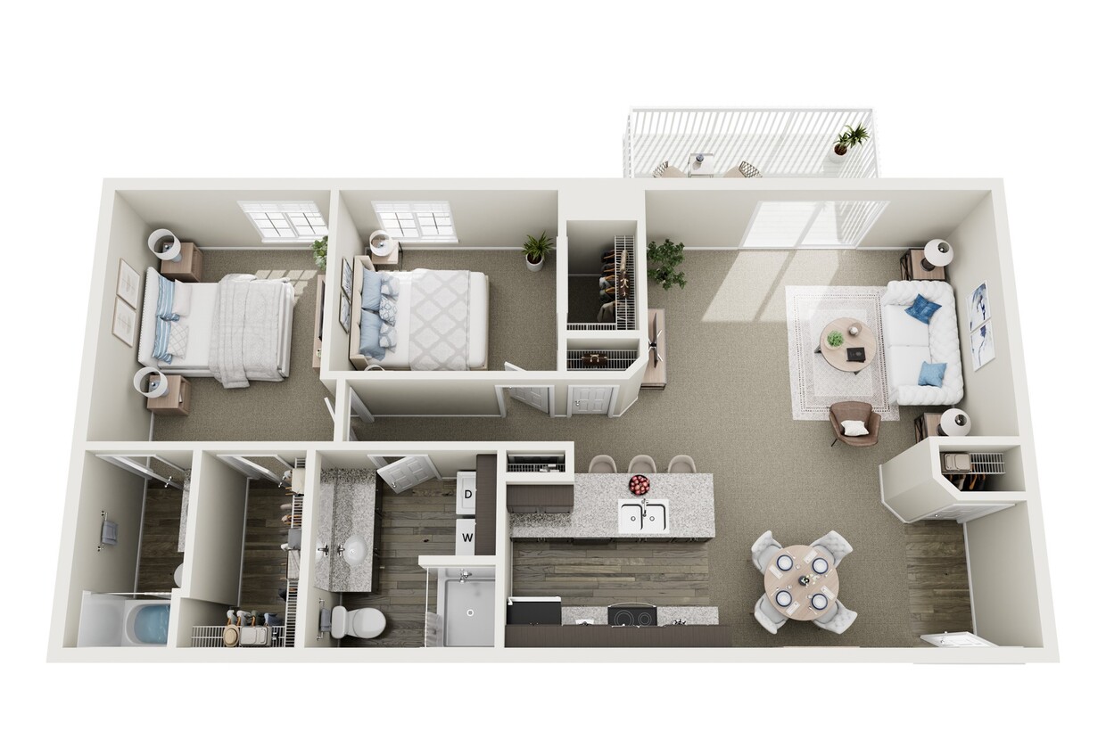 Floor Plan - 1,100 SQ.FT. 2BR,2BA 