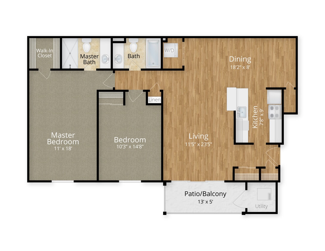 Two Bedroom Two Bathroom - 2 Bed x 2 Bath