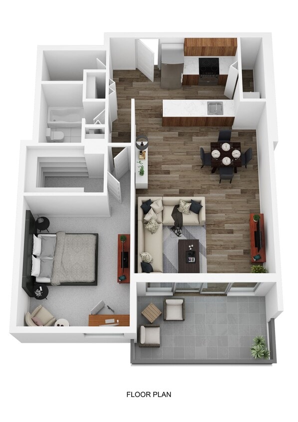 Floor Plan - 1 Bedroom 1 Bath Large