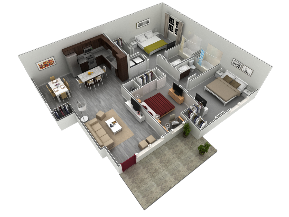 Floor Plan - 3 BR Grand Courtyard Garage