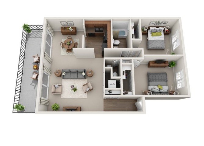 Floor Plan - 2 BED 1.5 BATH